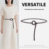Trendy Korean Style Black Leather Waist Belt with Round Buckle - Fashionable and Versatile Accessory for Shirts and Dresses