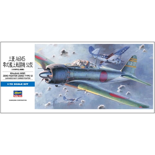 Hasegawa 1/72 Japanese Navy Mitsubishi A6M5 Zero Type Carrier Fighter Type 52 Plastic Model D22