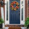 Hortensia Pioenroos Sling Herfst Pompoen Krans Kunsttak Vintage Bloemen Lente En Zomer Set Seizoensgebonden Deurhanger voor Thanksgiving Oogst Decoratie