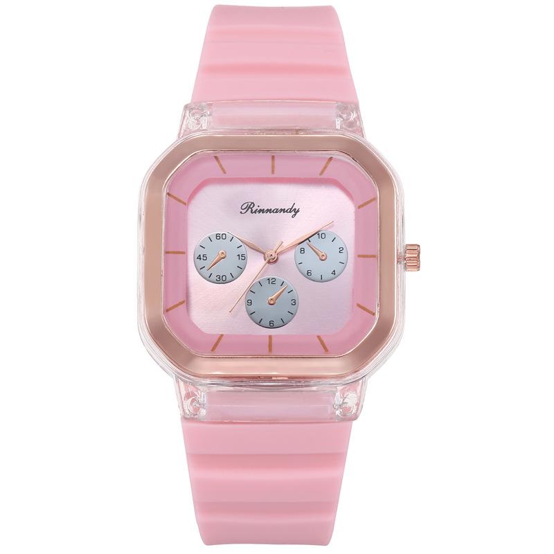 New Fashion Women Watches Silicone Square Quartz Watch Decorative Three Eyes Wristwatch Relogio Feminino Watch Women Clocks Hour