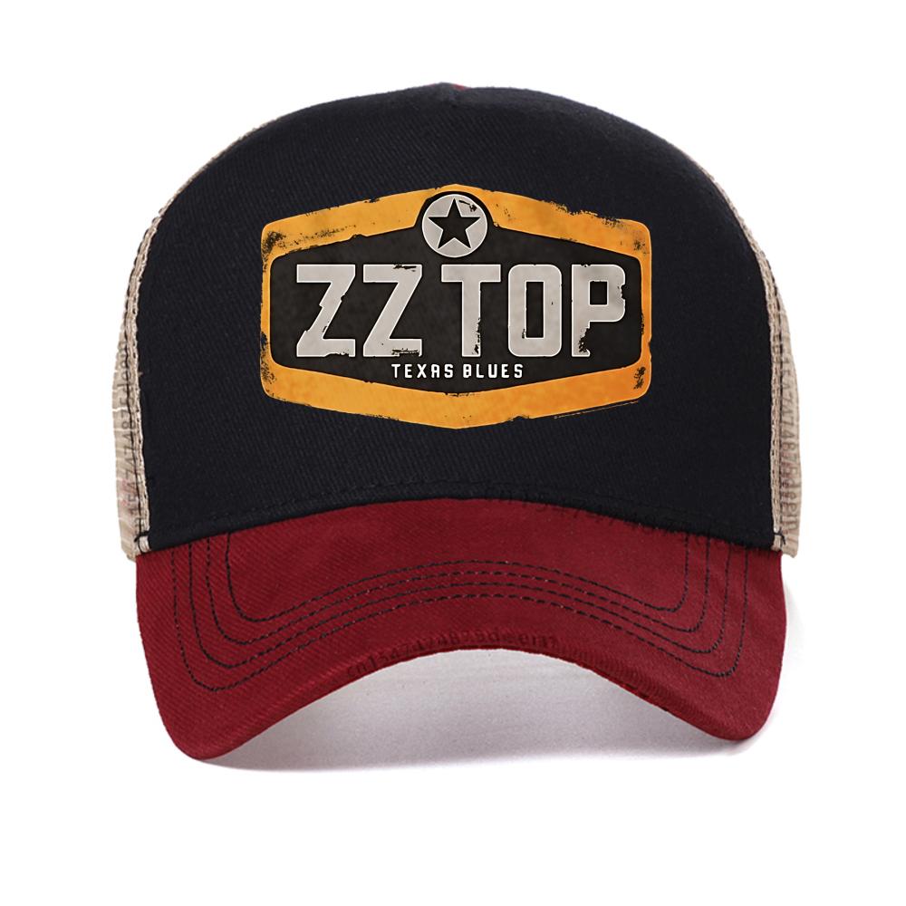 

ZZ Top Texas Blues print baseball cap fashion causal outdoor sun caps summer adjustable mesh trucker hats sun Snapback Hat Adjustable красный