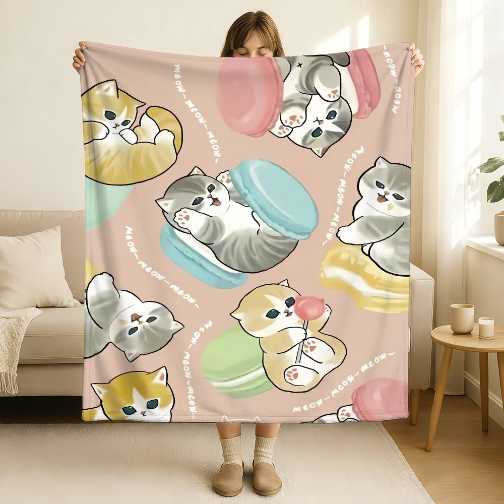 Kreskówkowy Uroczy Kot M MoFusand Koc Miękki i Przyjazny dla Skóry Na Kanapę Łóżko Do Drzemki Narzuta Na Kołdrę Na Cały Rok Kołdra