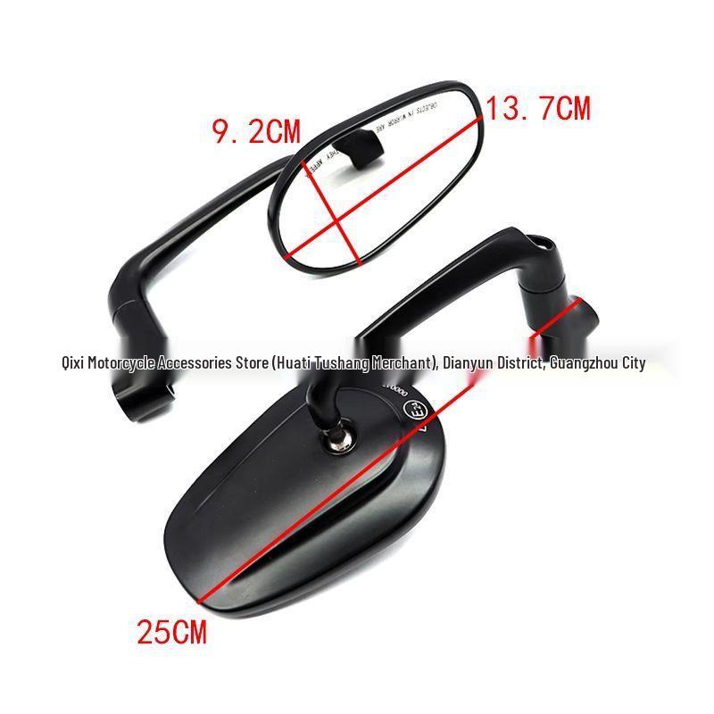 Retro Universal Off-road Motorcycle Rearview Mirror, Zinc Alloy, Long Rod, Wide View.