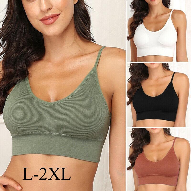 Women's Seamless Underwear Crop Top - Padded, Ribbed Fabric, Spaghetti Straps in Multiple Colors
