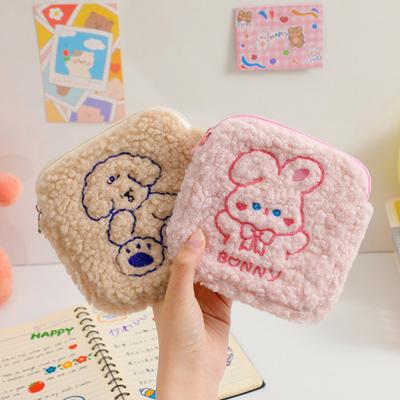 Organization Soft Great Square Bear Embroidery Sanitary Towel Storage Bag Sanitary Pad Bag