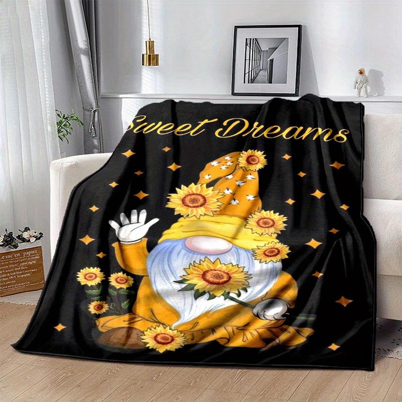 1pc Christmas Dwarf Printing Lightweight Flannel Blanket, Comfortable and Warm Blanket, for Camping Sofa Bed and Couch Office, Gift Blankets In All