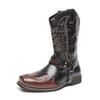 Men's Large Size Western Cowboy Leather Boots - Autumn Embroidered, Square Toe, High Top.