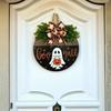 Halloween Wooden Door Hanging Decor - Welcome Sign with Ghost, Pumpkin and Autumn Ribbon Home Decor Halloween Decor Room Decor