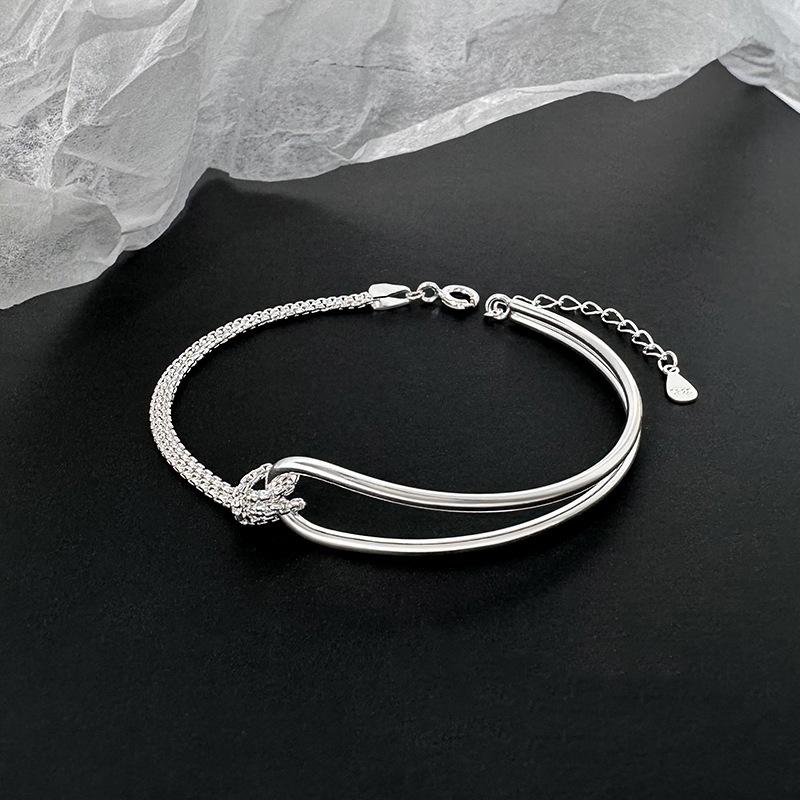 Chain Geometric Arc Bracelet Minimalist Design Versatile Line Kink Bracelet Personalized Splicing Double Knot Bracelet