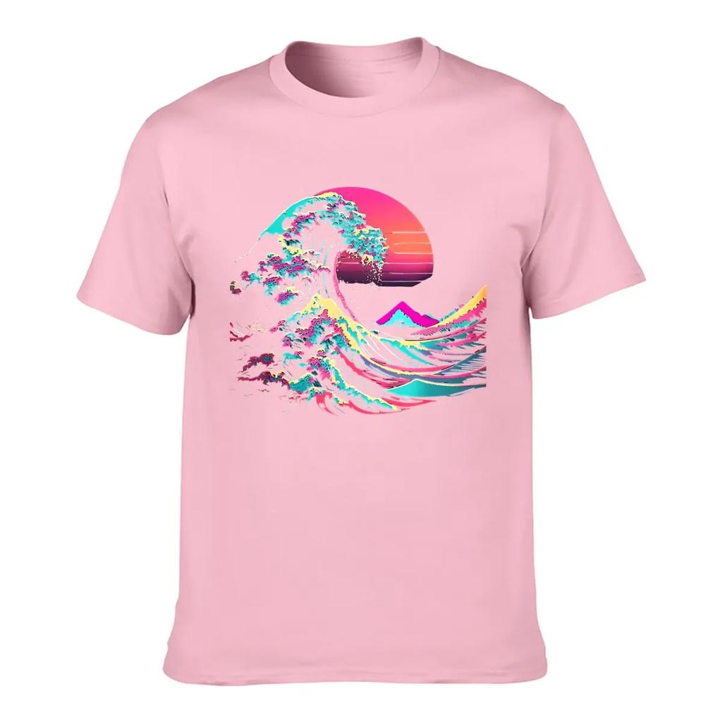 Ästhetisches Glitch Great Wave Retrowave Synthwave T-Shirt Kurzarm-T-Shirt Streetwear
