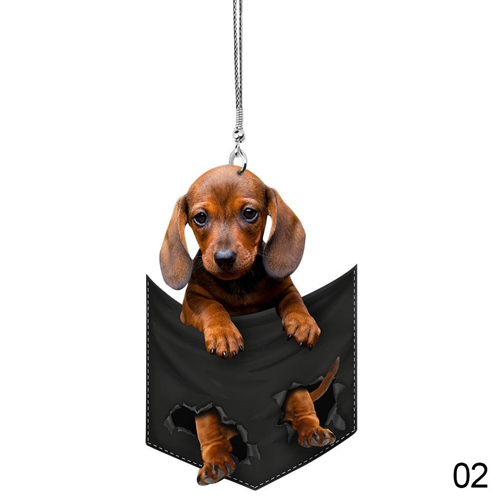 2D Dog Hanging Ornament Cute Funny Cartoon Pendant Key Chain Animal Pendant Car Rear View Mirror Backpack Accessories Acrylic