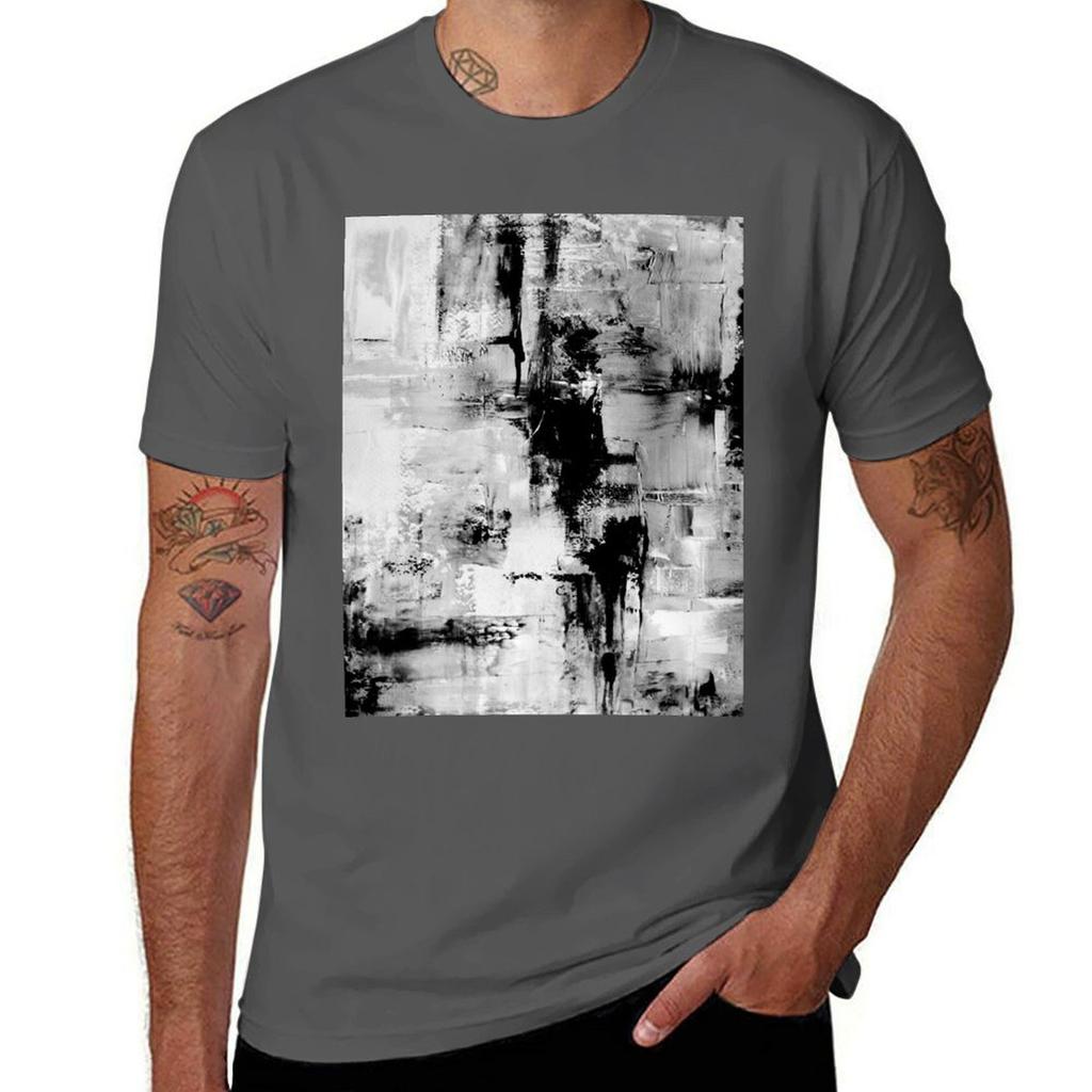 Schwarz-Weiß Abstrakte Kunst T-Shirt Leichtes Fitness Training T-Shirt