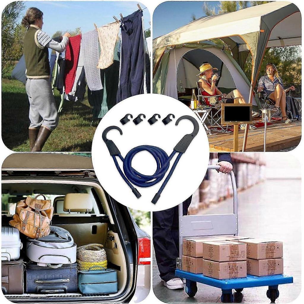 Washing Lines Travel, 1.5m Elastic Retractable Travel Clothes Washing Line, 4X Adjustable Extendable Clothes Line, Outdoor Clothes Airer for Bathroom