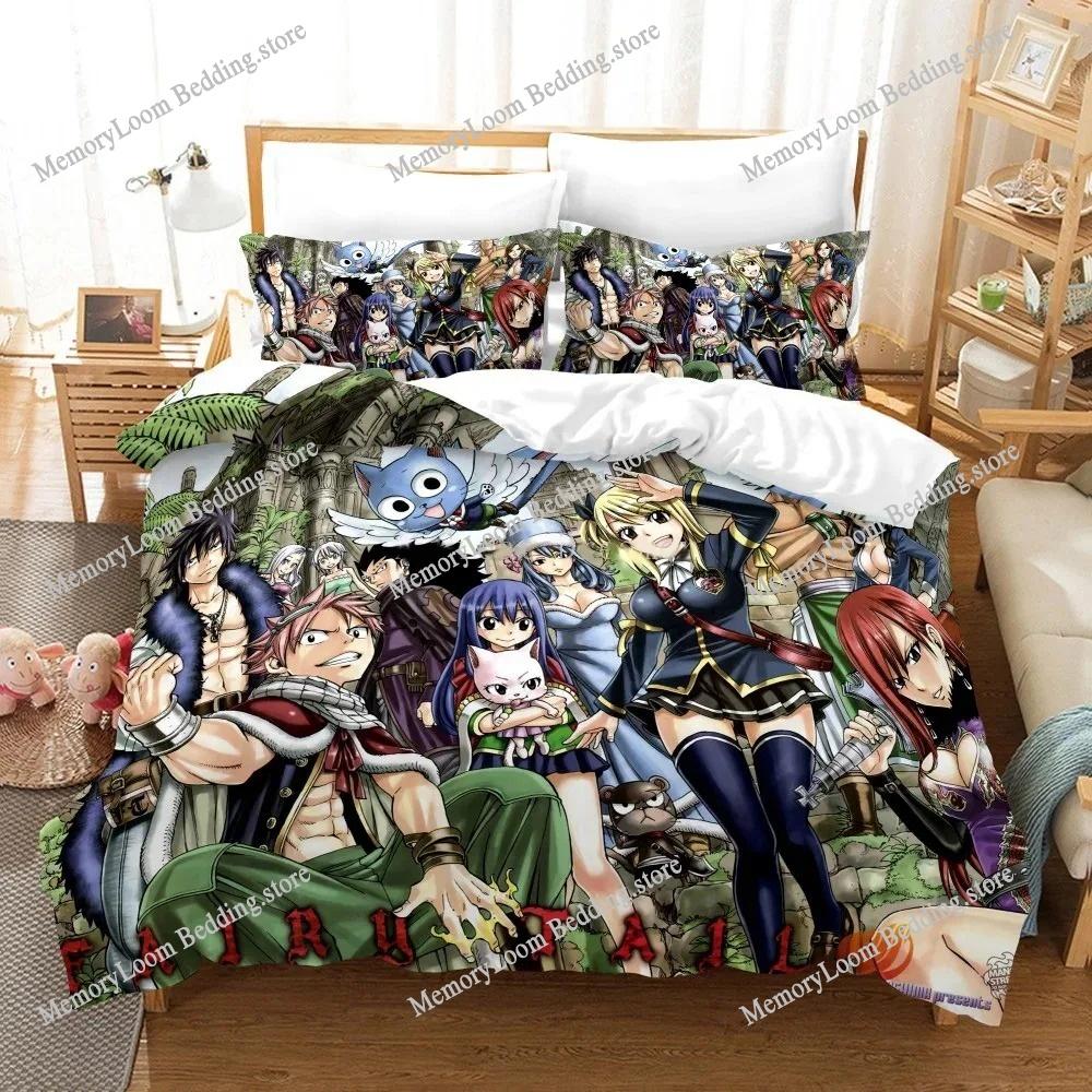 Stampa 3D Anime Fairy Tail Logo Natsu Set Letto Ragazzi Ragazze Misura Singola Queen Copripiumino Federa Letto Bambini Adulti Tessili per la Casa