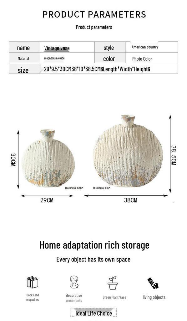 Retro Terracotta and White Vase for Dried Flowers, Home Decor Ornaments for Living Room