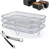 Air Fryer Rack Stackable Grid Grilling Racks 3-layers Stainless Steel Air Fryer Basket Tray Steam Rack Home Kitchen Accessories