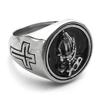 Fashion Simple Praying Hands Jesus Stainless Steel Cross Ring for Women Men Silver Color Hip Hop Ring Jewelry Gift R607