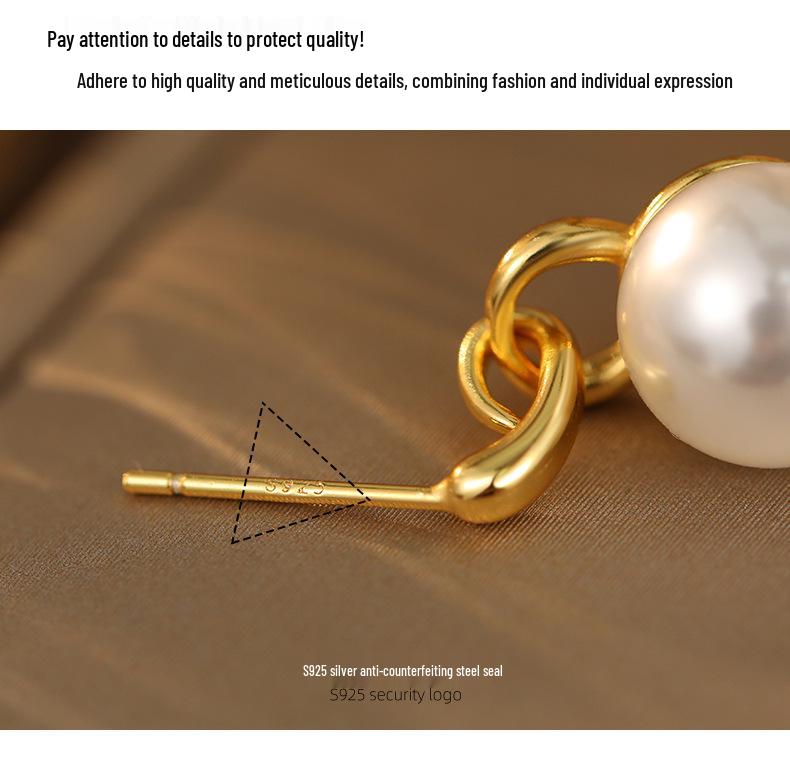 Banyan Tree S925 Silver Star Pearl Earrings - High-End Fall/Winter Fashion for Women