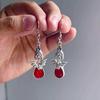 Jun'an Original Halloween Party Horror Spider Web Bat Dangle Earrings