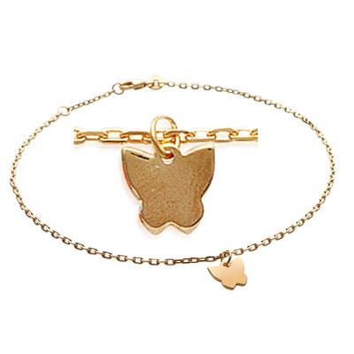 [J3077] - Goldene 'Schmetterling' Fußkettchen - 25 cm 7x8 mm