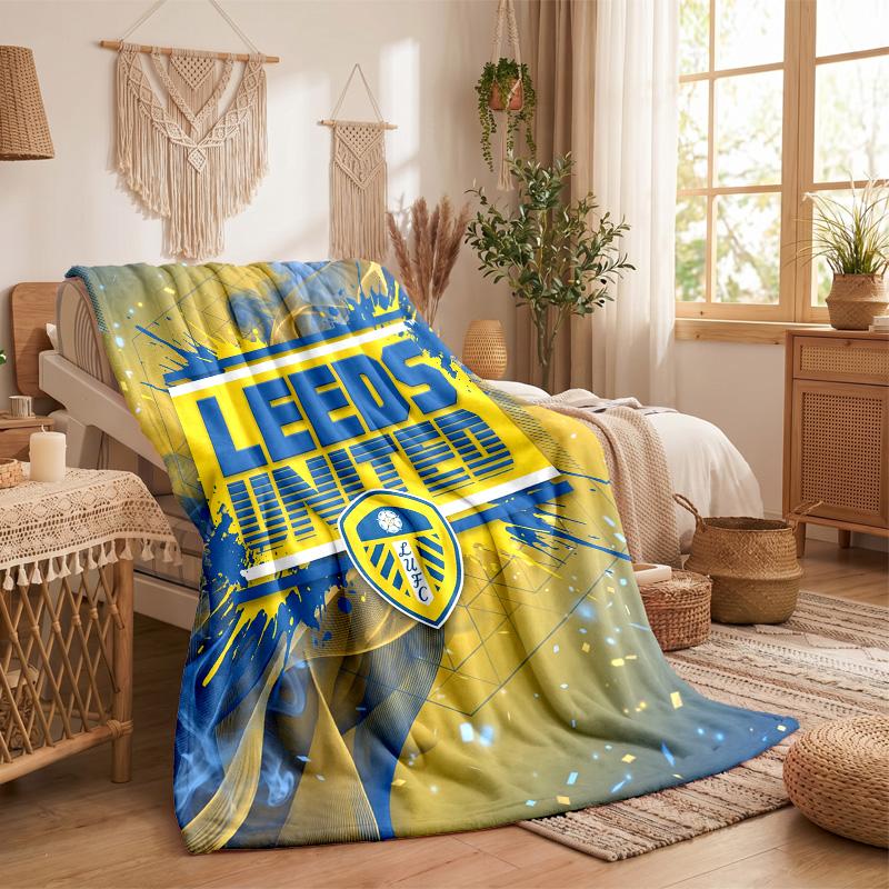 Leeds United Football Print Flannel Blanket Soft Warm Sofa Bed Throw Blanket For Home Office Bedroom