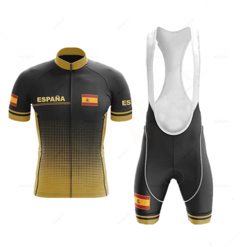 2026 Mens Spain Pro Team Short-sleeved Cycling Jersey Suit Bib Bicycle Set Uniform Maillot Ciclismo Hombre Verano 2022 Jumpsuit