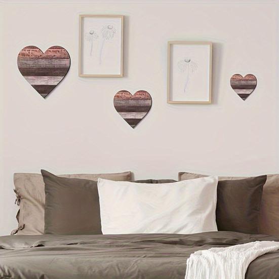 3 Pcs Wooden Heart Wall Decor Vintage Heart Shaped Wall Sign Rustic Hanging Love Plaque for Kitchen Bedroom Bathroom Living Room Farmhouse Decor