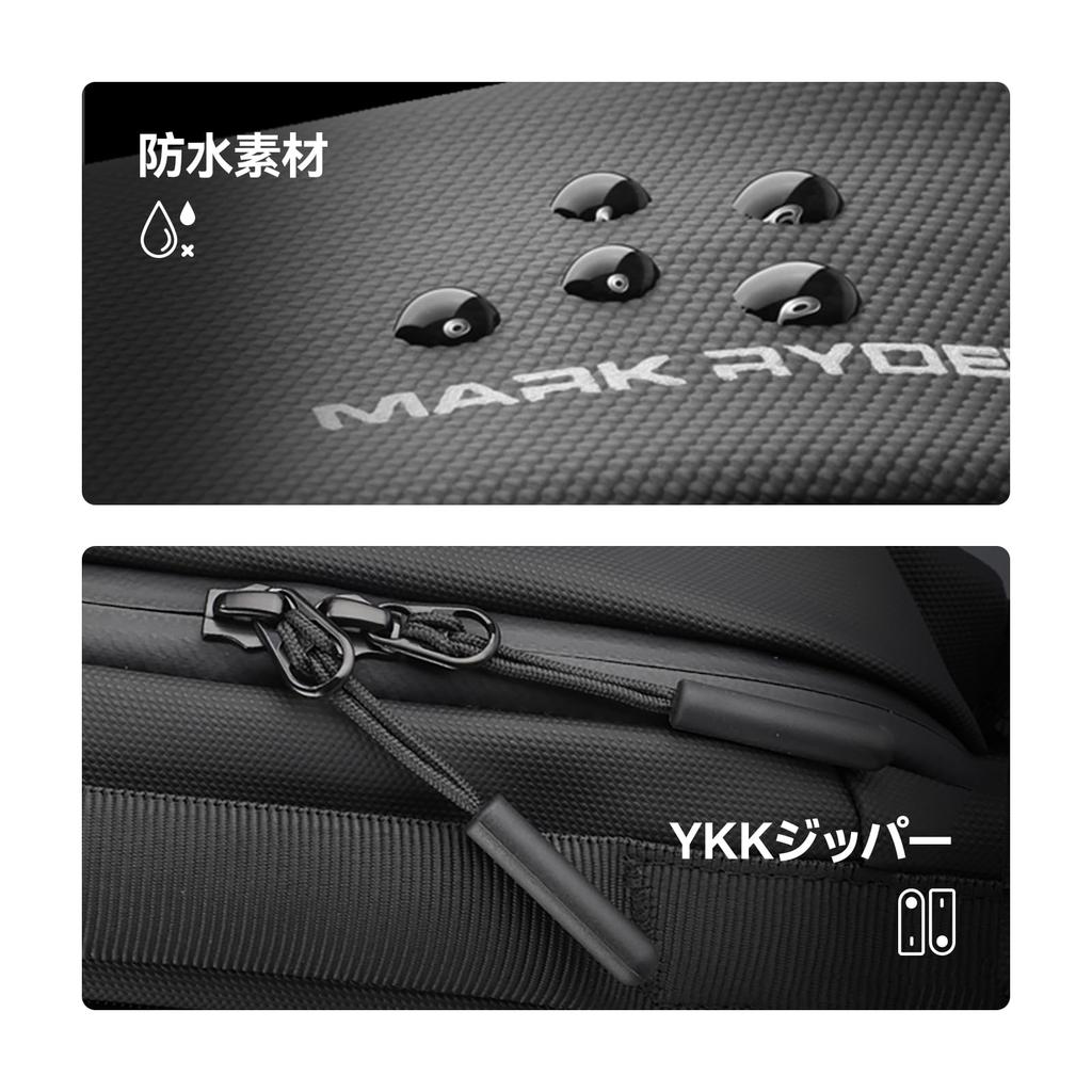 MARK RYDEN Men's Large Capacity Shoulder Bag with Cross Strap, Waterproof YKK Zipper, Multifunctional Design, 11-inch Pad Storage, Motorcycle