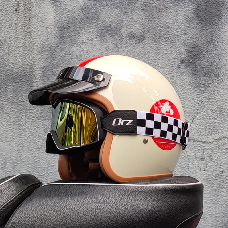 Retro Semi-open Motorcycle Helmet Cross-country Motorcycle Accessories Motorcycle Helmet 3/4 Retro Helmet In Winter