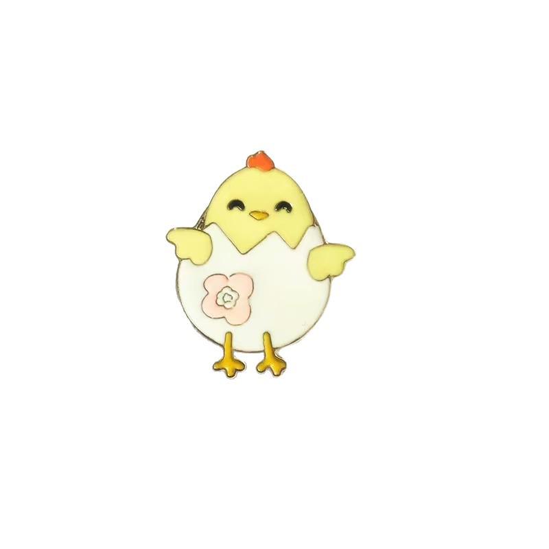 Cute Cartoon Animal Brooch: Colorful Chicken, Bird, and Rabbit Metal Pins with Enamel Coating