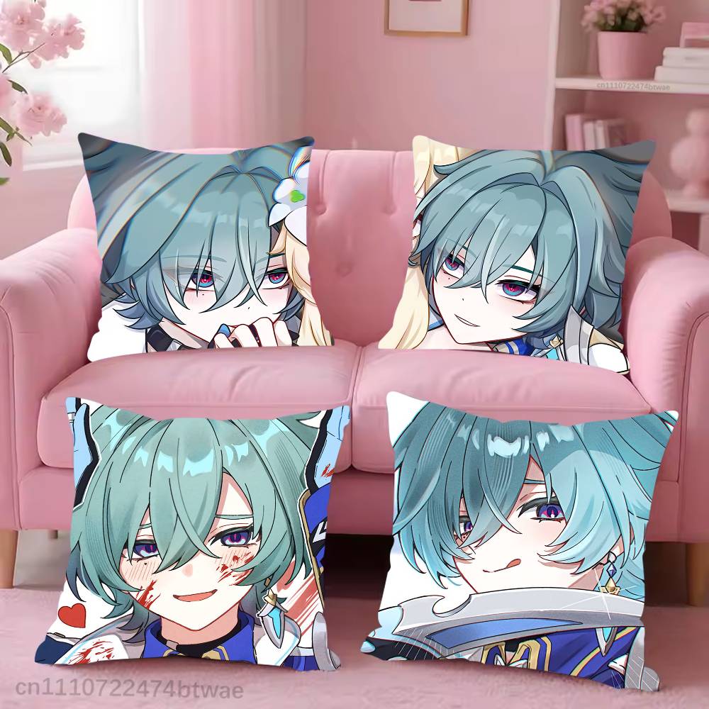 Genshin Impact LLohen Pillow Case For Sofa Bedroom Living Room Plush Cushion Cover Decorations and Protector