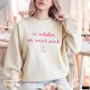 En Octubre Vestimos de Rosa Texto Script Gráfico de Cinta Rosa Sudadera con Capucha Concienciación sobre el Cáncer de Mama Casual Suelta Moda para Mujer Sudaderas