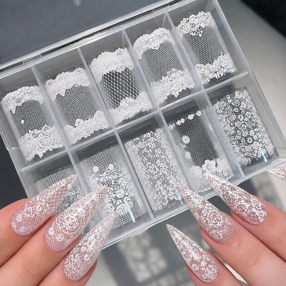 Lace Design Nail Foils Black White Nail Decals Fashion Manicure Decals  Nail Decoration