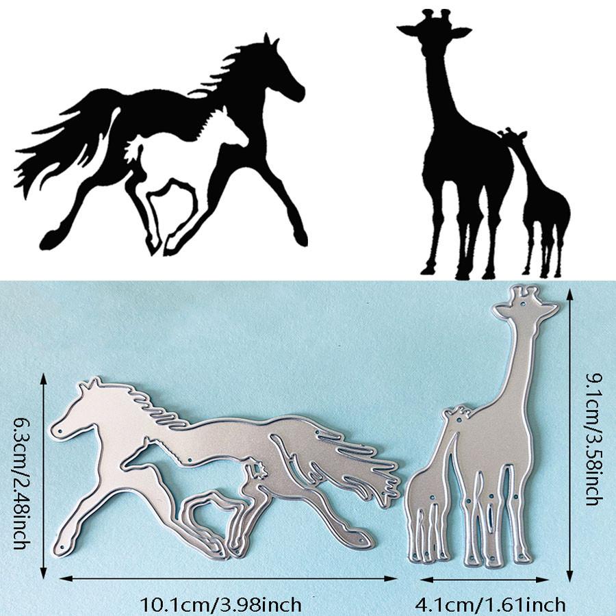 Tier Pferd Giraffe Dekoration Metall Stanzformen Schablone für DIY Scrapbooking Fotoalbum Prägepapier Karten Basteln Stanzteile