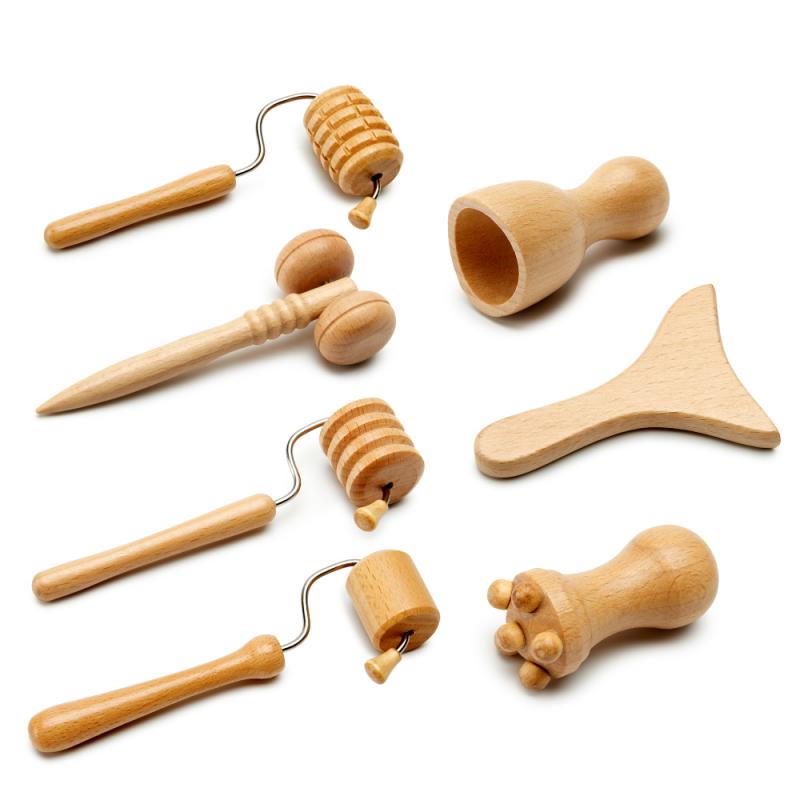 Wooden Massager for Face Wrinkle Remover Roller Facial Skin Scraping Lifting Maderoterapia Guasha Face Massager Beauty Health 7pcs a set