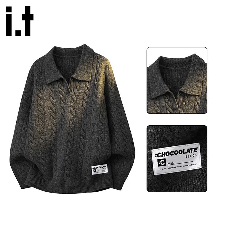 

CHOCOOLATE Men s Preppy Polo Collar Knit Sweater L