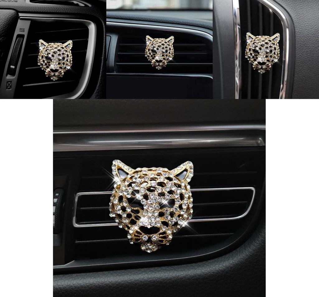 Metal Car Perfume Holder With Leopard Design Long-lasting Aroma Silver And Gold Options