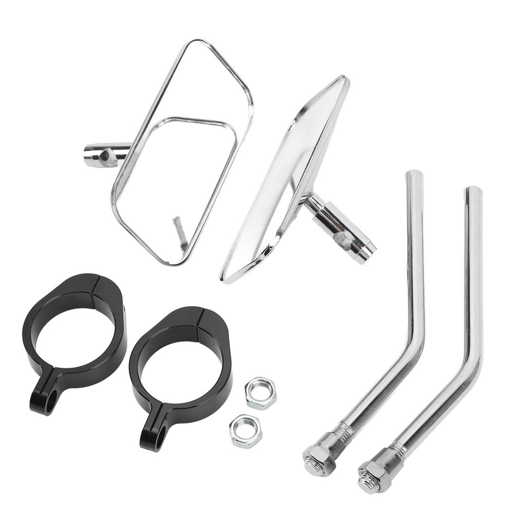 Motorcycle Rearview Mirror   Clear Wide Angle Side Rear View Wing Mirror Kit for 38mm Inner Diameter Bumper
