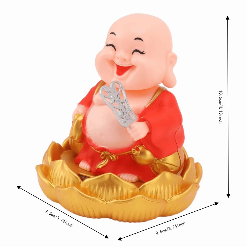 3.74x4.13in Light Sensing Nodding Maitreya Buddha Office Desktop Decoration