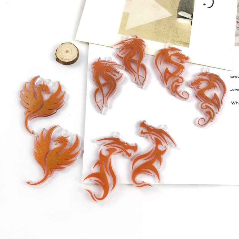 6Pcs Epoxy Assembled Molds Geometric Dragon Shape Earrings Pendant Mold Phone Keychain Pendant Silicone Mold for Decor