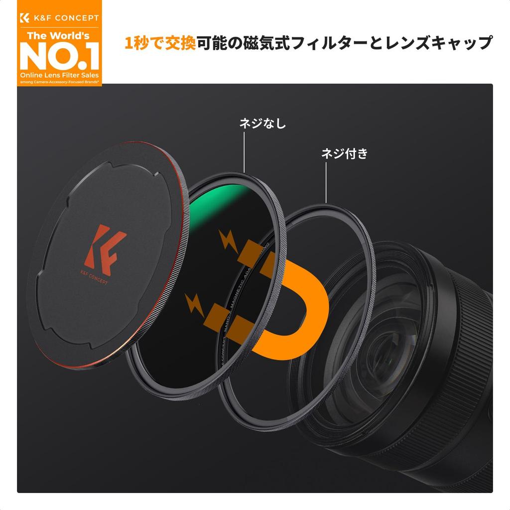 CONCEPT 77mm Magnetic ND64 Lens Cap Magnetic attachment for easy low reflectivity optical lens filter for landscape includes adapter ring and storage