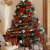 24pcs Slender Velvet Christmas Bows Vintage DIY Christmas Tree Ribbon Bow with Cable Tie Gift Wrapping Bows Wedding Decorations