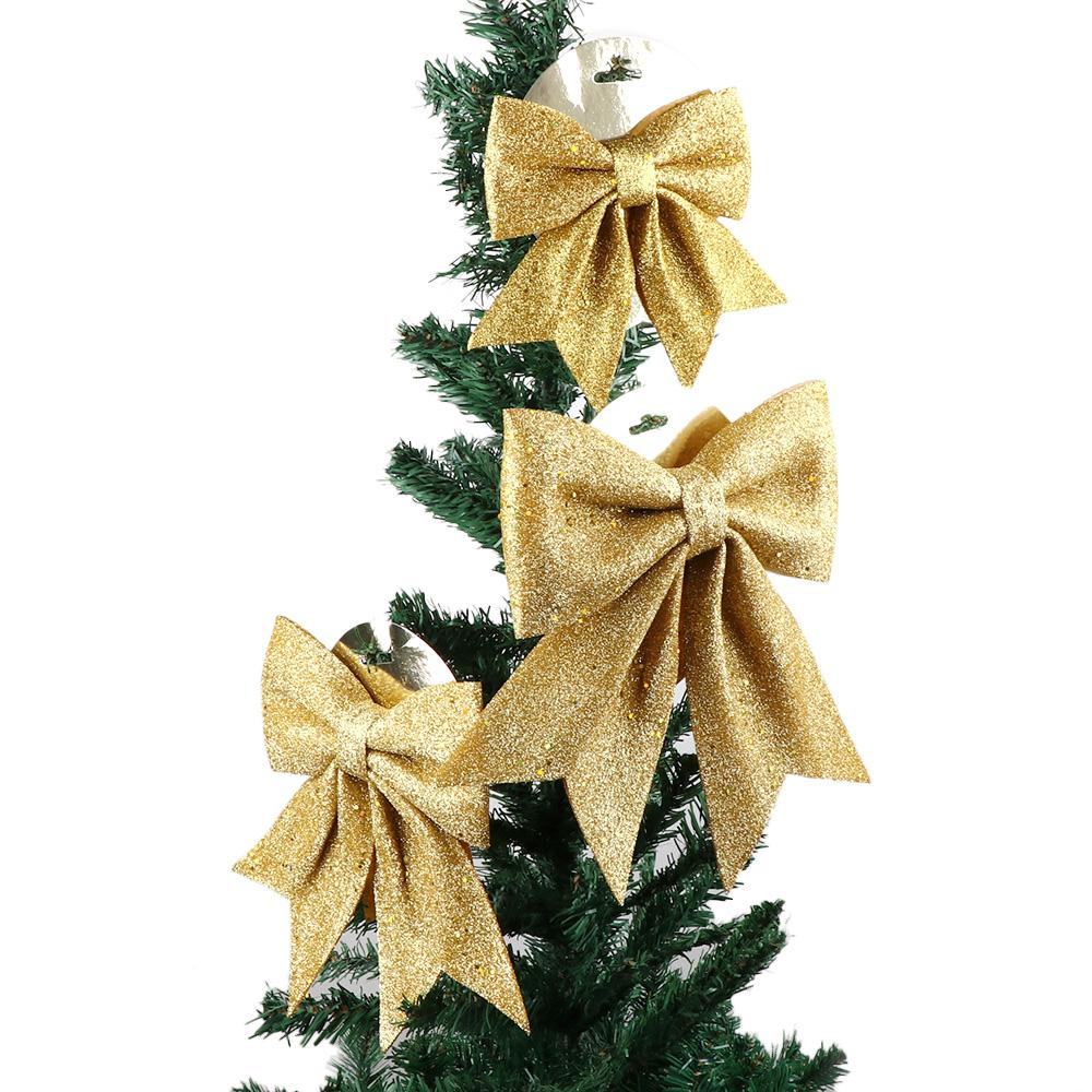 Blingbling Christmas Bow Red Gold Big Xmas Tree Bowknot Pendant Ornaments for Home Decoration New Year Party DIY Gifts