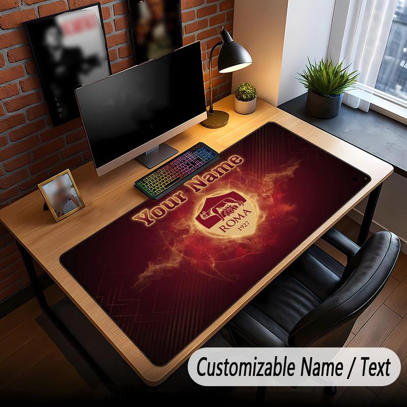 Large Mouse Pad AS Roma FC Print Custom Name Text Desk Mat for Office Gaming