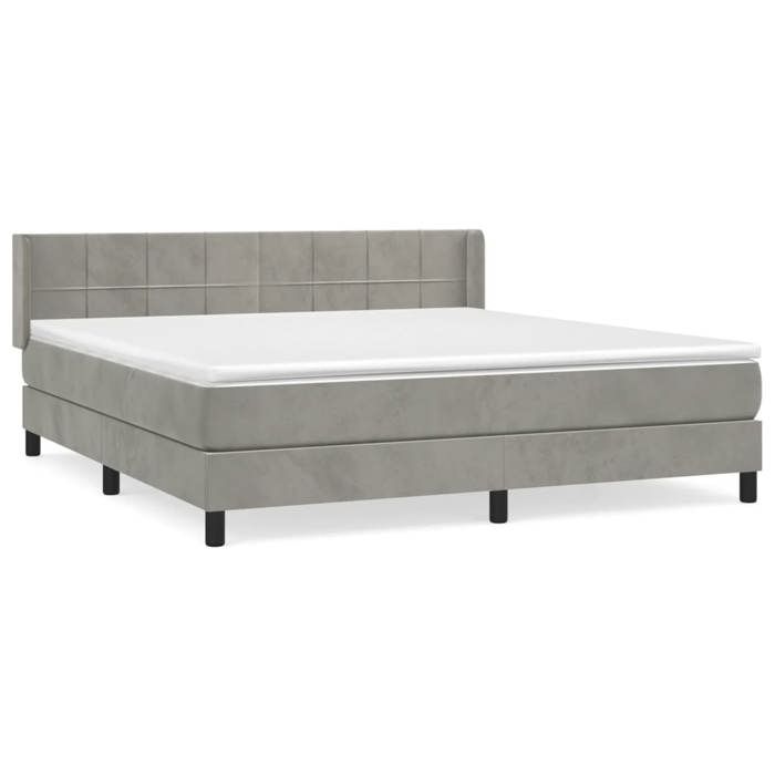 3130967 vidaXL Divan Bed and Mattress Light Grey 160x200cm Velvet