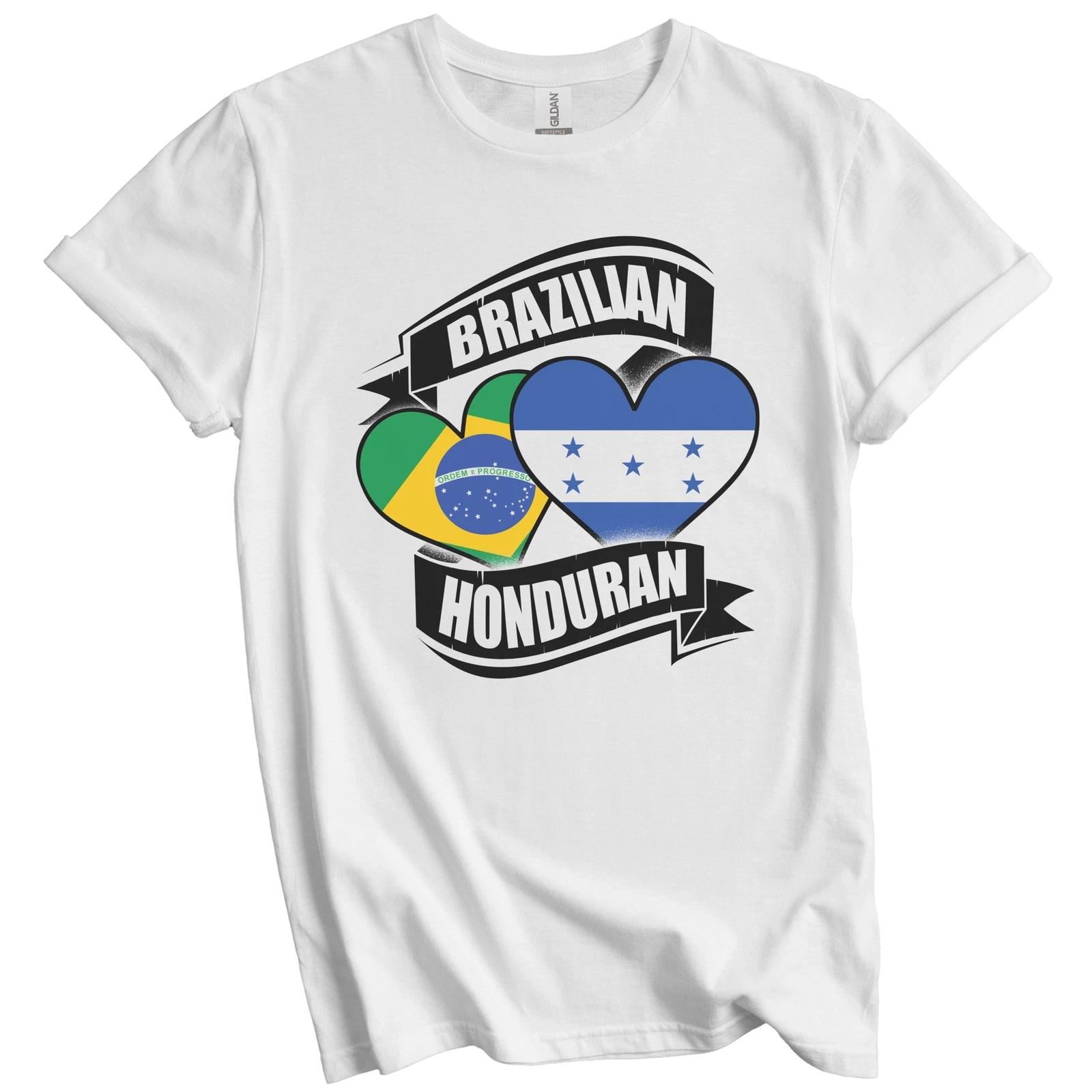 Brazilian Honduran Hearts Brazil Honduras Flags T-Shirt 2XL