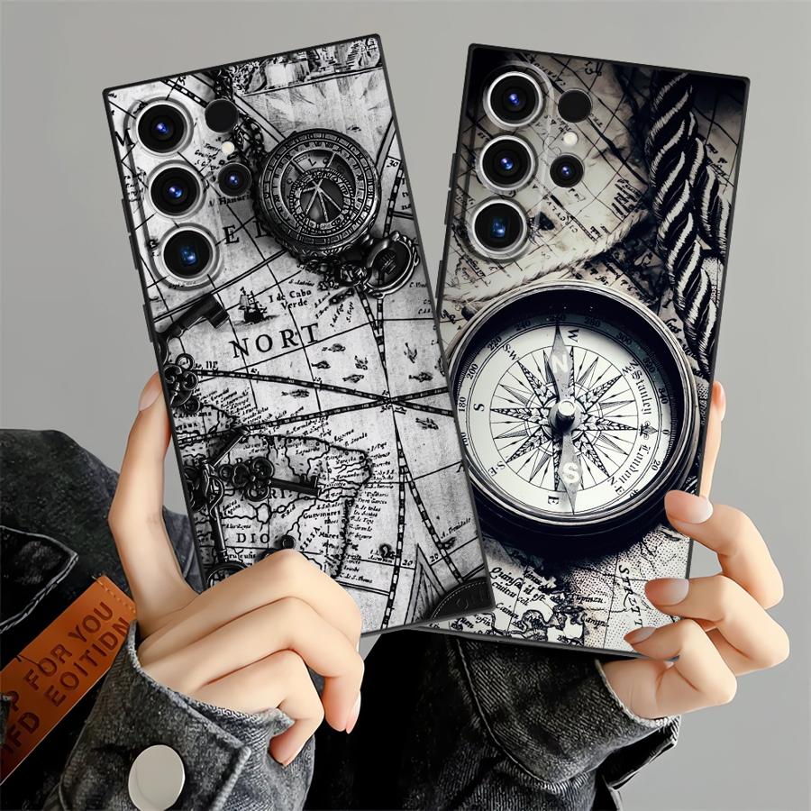 Retro Map Table Funda Phone Cover Case for Samsung Galaxy S26 Ultra S21 FE Note 20 8 9 10 S24 S25 Plus S23 S10 S9 S20 Ultra