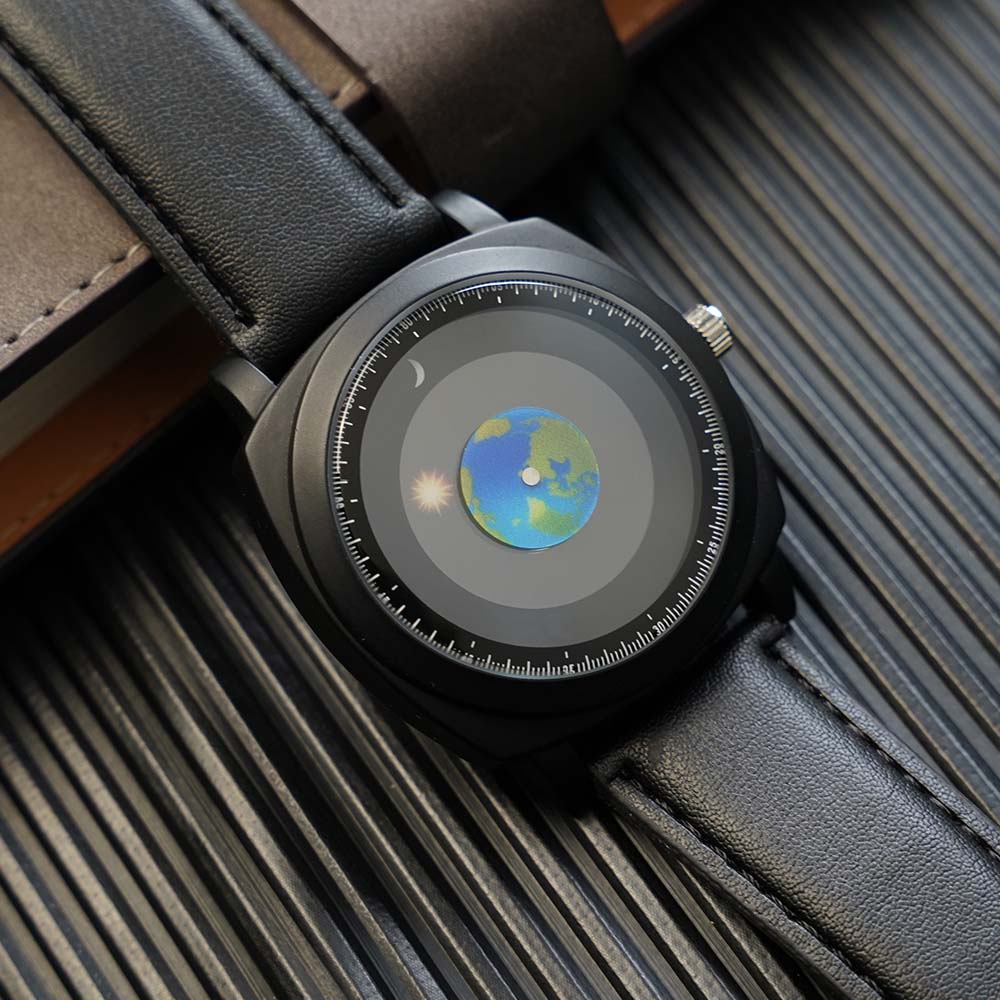 Watches Men Minimalist Style Simple Quartz Wristwatches Waterproof Student Clock Unique Sun Moon Earth hands watches