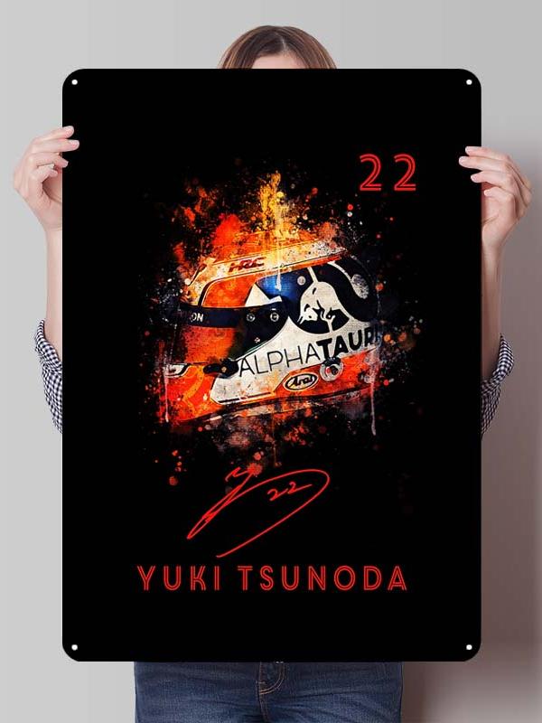 Yuki Tsunoda Racer Posters F1 Racing Metal Signs Decor for Room Decoration Custom Tin Plates for Wall Art Decoration Retro Home