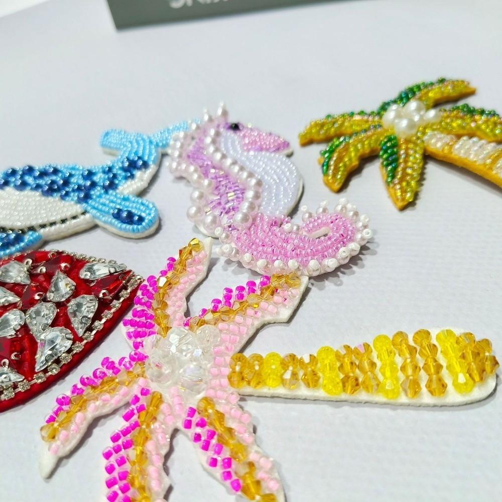 Parches de pedrería de delfines, parche de costura de cristal con cuentas, parches de cristal de árbol de coco, aplique de ropa artesanal brillante hecho a mano